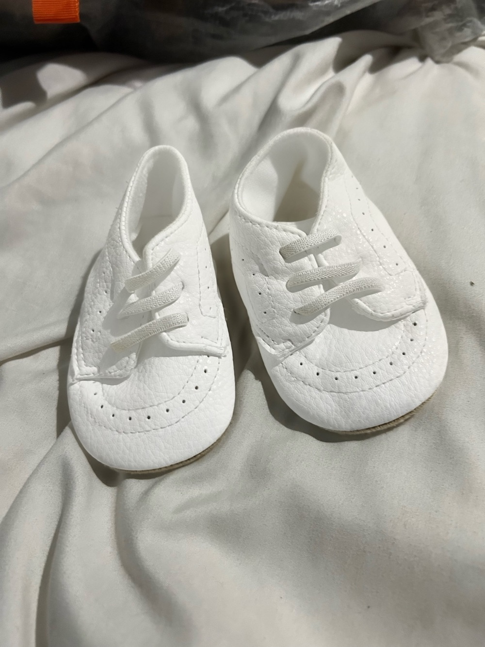 White Baby Walker Brogue Shoes - Soft Lace-Up Infant Footwear